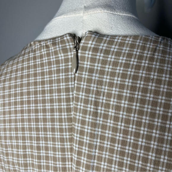 Abercrombie & Fitch Light Brown Check High Neck Drop Waist Sleeveless Midi Dress - Picture 11 of 13